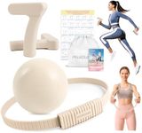 Paleclouds Pilates Ring Set, Pilates Essential Kit with Pilates Ring and Ball, 2.2lb *2 Ergonomic 7-Shaped Dumbbells, Portable Bag & Training Poster, at Home Workouts Pilates Sets for Women (Beige)