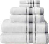 Hestia Luxury 6 White Bath Towels Set - Combed Turkish Cotton Hotel Quality, Decorative & Absorbent | Large Towels for Bathroom/White (6 Piece Towels)