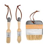 KisSealed 3 Pcs Chalk Wax Paint Brushes Natural Bristles Stencil Brushes Including LAT Pointed and Round Chalked Paint Brushes for Wood Furniture Home Decor