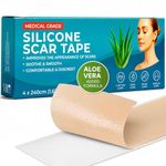 Medical Grade Silicone Scar Tape Aloe Vera | 4cm x 2.4M | Silicone Scar Sheets for After Surgery C Section Recovery, Face Treatment Gel Patches/Plasters
