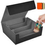 Aolso Card Storage Box for Trading Cards, 1800+ PU Leather Commander Card Deck Case With 8 card dividers, Card Case Storage Box, Magnetic Closure Card Holder for Magic Game Cards (Black&Grey)