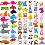 56 Pcs Mini Plush Animal Toys Set, Soft Cute Stuffed Animal Toy Bulk Keychain Decoration for Students Kids Prize Box, Easter Egg Stuffer, Claw Machine, Party Favor, Goody Bag Basket Filler