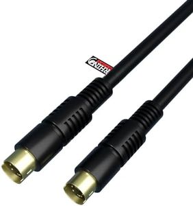 rhinocables S-Video Male to Male Cable S Video SVHS Lead Super Video TV, Camcorder, Graphics 4 Pin Mini Din Wire S-VHS Gold Plated Plugs (1m)