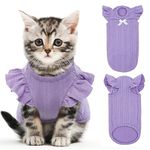 Bonaweite Sphynx Hairless Cat Shirts, Cotton Kitten T-Shirts Cat Vest Pet Clothes, Cute Breathable Cat Wear Devon Rex Gifts, Summer Hairless Cat's Clothes Pajamas Jumpsuit for All Season