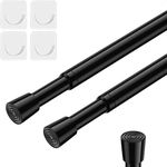 2 Pack Tension Rods Spring Tension Curtain Rod, 26 to 39 Inch Adjustable Black Tension Rod, Small Curtain Rods Spring Loaded Curtain Tension Rods for Window, Bathroom, Cupboard, Kitchen, Home