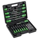 Brackit 42 Pieces Premium Screwdriver Set with Magnetic Tips and Rubber Handles, Including Phillips and Flat Heads in Durable Storage Case