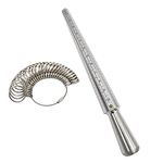 Yasumai Aluminium Ring Sizer Mandrel Finger Sizing Measuring Stick and Stainless Iron Ring Sizer Guage Set 0-13