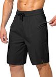 G Gradual Men's Swim Trunks Quick Dry Board Shorts with Zipper Pockets Beach Shorts Bathing Suits for Men - No Mesh Liner, Black, Large