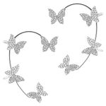 Vembley Stylish Korean Silver Butterfly Ear Crawler Cuff Earrings For Women And Girls 2Pcs/Set