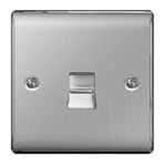 BG Electrical NBSBTM1 Nexus Metal Brushed Steel Single BT Master Telephone Socket c/w IDC Terminals