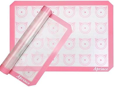 Aprince Silicone Baking Mat Set of 2 Half Sheets for Macarons - Non Stick Cookie Sheet Professional Grade (2) (Pink)