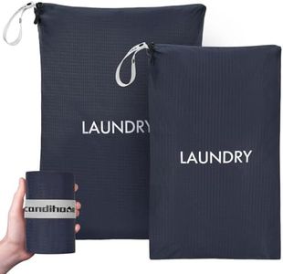 Scandihome Travel Laundry Bag Foldable Washable Waterproof Wet Bathing Suit Travel Workout Dry Bag for Gym Dirty Clothes Swimming Yoga(2 Pcs Large+Small) Navy blue