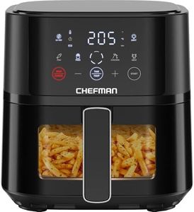 Chefman Air Fryer – 3.75L Compact Airfryer for Quick, Easy Meals, Features Hi-Fry Technology for Extra Crisp, Easy-View Window, Touch Controls with 4 Presets, Nonstick & Dishwasher Safe Basket - Black