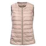 Lightweight Down Gilet For Women Plus Size Ladies Sleeveless Puffer Jacket Hoodless Womens Gilet Body Warmer Jackets Stand Collar Warm Portable Windproof Woman Jacket Vest Zip Up Pockets Outdoor