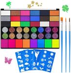 CHASPA Face Paint with 42 Colors, Face Painting Kit with stencils and brushes, UV Paint for children and Adults, Professional Face Paint for Festivals Parties Halloween Makeup Cosplay
