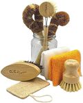 Natural Bamboo Dish Cleaning Brush Set of 8 - Eco Friendly Bottle Brush Dish Scrub - Sustainable Cleaning Tools - Zero Waste - Plastic Free Living