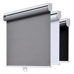AOSKY Cordless Roller Shades Blackout Blinds for Windows Room Darkening Rolled Up Shades with Spring System, UV Protection Window Shades Door Blinds for Home 51W x 183H cm (20" W x 72" H),Grey
