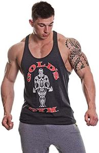 Gold's Gym GGVST003 Men's Muscle Joe Premium Stringer Vest Charcoal Marl