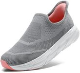 STQ Slip ins Slip On Shoes Women Hands-Free Pregnancy Shoes Walking Sneakers for Plantar Fasciitis Relief Grey Pink 9