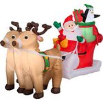 Gemmy 36855 Santa with Sleigh and Reindeer Christmas Inflatable 5 FT Tall x 8 FT Long