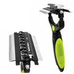FurCare 3-in-1 Deshedding, Dematting & Detangling Pet Tool, Cat Brush Dog Brush for Grooming for Short, Long, Medium Haired Pets - Removes Knots, Loose Fur, Mats,Undercoat Rake Dog Cat (Green)