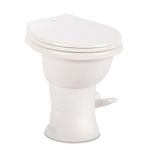Dometic Model 410 Complete RV Toilet – Round Porcelain Bowl, Universal Fit & 2-Bolt Mount, 18" Chair Height Residential-Style, Gravity Flush Toilet with Soft-Close Seat, White (9610008259)