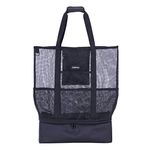 Leberna Mesh Beach Tote Bag with Detachable Insulated Cooler Bag for Beach Swimming Pool Camping Hiking