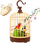 HWD Voice-Activated Induction Birds Birdcage Toy, Talking Chirping Fluttering Parrot Birds Toys Gifts for Baby Toddler Kids Children (A)