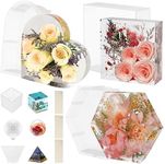 Resin Molds Reusable Epoxy Resin Molds DIY Resin Casting Mold 3 Large and 3 Small Epoxy Molds Hexagon Heart Square Sphere Pyramid Cube Shape Silicone Epoxy Molds for Flowers Preservation Crafts