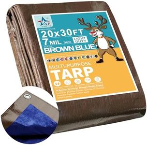 STARPYNG-7 Mil Brown/Blue 20x30 Feet Tarp-Multifunctional Waterproof Tarpaulin-Waterproof, UV Resistant, Rip and Tear Resistant, Poly Tarpaulin with Reinforced Edges for Cover