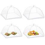 HASTHIP® Food Cover Tents, 4 Pack 17 inch Pop-Up Mesh Food Covers Tent Umbrella, Reusable and Collapsible Screen Net Protectors for Outdoors Parties Picnics BBQs Keep Out Flies Bugs Mosquitoes