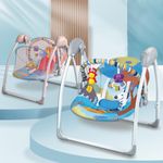 Infantso Automatic Baby Swing Rocker with Hanging Toys and Remote Control for Newborn Baby - Foldable with Speed Adjustment and Safety Harness (Blue)