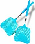 Wapodeai 2 Pack Fly Swatters Heavy Duty Set, Fly Swatter, Telescopic Fly Swatters, Stainless Steel Handle for Flyswatter. (Blue)