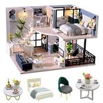 CUTEROOM DIY Miniature Dollhouse Kit with Furniture,Wooden Doll House Plus Music Movement & LED Lights, 1:24 Scale DIY House Kit Best Birthday Gifts (L032)