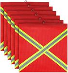 Safety Flags for Truck with Wire Loop 6 PCS 18x18 Inch Mesh Warning Flags for Trailer Hauling Single Sided Cross-Reflective Strip Flag (Red)