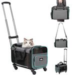 Cat Carrier, Pet Carrier with Wheels, Foldable Airline Approved Dog Carriers for Small Dogs and Cats, Pet Travel Carrier for Flight Camping Outdoor