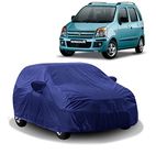 BOWRAIN Blue Car Cover with Mirror Pocket Dustproof & Heat Resistant Car Body Cover with Storage Bag for Maruti Wagon-R (Old)