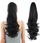 BLUSHIA Ponytail Extension,Hair Extension Ponytail 22" Long Claw Hair Extension Synthetic Curly Wavy Hairpieces Ponytail Clip in Ponytail Wig Daily Fluffy Pony Tail for Women