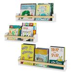 Wallniture Utah Wall Mount Nursery Décor Kids Bookshelf Floating Wall Shelves Book Photo Display Varying Sizes Set of 3 White