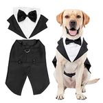 Kaket Formal Dog Tuxedo Bandana, Dog Wedding Bandana with Neck Tie Designs, Black Collar (XL)