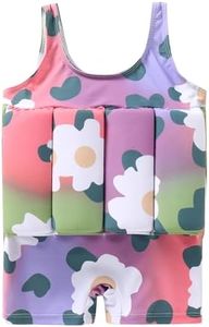 IBTOM Castle Flotation Swimsuit for Toddlers: Kids Girls Summer Sleeveless Float Swimwear Buoyancy Baby Flower Vest Swimming Beach Holiday One Piece Bathing Suit White Flower 4-5 Years