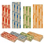 Nadex 500 Flat Standard Striped Coin Roll Wrappers for U.S. Coins - 125 Each of Penny, Nickel, Dime and Quarter Wrappers Separated and Color Coded to ABA Standards