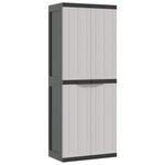 vidaXL Outdoor Storage Cabinet Grey/Black - Waterproof Polypropylene Utility Cupboard for Garden/Balcony/Patio - Adjustable Shelves, Lockable - 65x37x165 cm