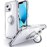 Silverback for iPhone 13 Mini Case Clear with Ring Kickstand, Protective Shock -Absorbing Bumper Shockproof Phone Case for Apple iPhone 13 Mini 5.4 inch - Clear