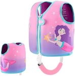 Pottwal Swim Vest for Kids - Swim Jacket for 2-3 Years (33-40LBS) - Buoyancy Aid Made of Neoprene & EPE - with Adjustable Crotch Strap - Pink Purple Mermaid