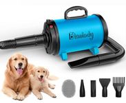 Blanlody Dog Hair Dryer Blaster 3200W/4.5HP Pet Grooming Hair Dryer Low Noise Temperature Heater with 5 Different Nozzles and Pet Grooming Brush