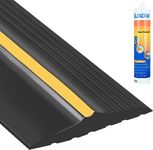 10FT Garage Door Bottom Threshold Seal Strip with 300ml Black Adhesive/Sealant, Universal Rubber DIY Bottom Floor Threshold Seal, Weatherproofing Weather Stripping Replacement (Black)