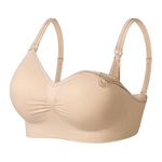 PLUMBURY Women Seamless Padded Full Coverage Pregnancy|Nursing|Maternity Bra for Feeding, Size 38C, Beige