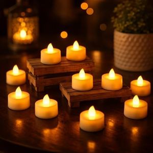 SATYAM KRAFT 24 Pcs LED Tea Light Candles | Flameless, Smokeless Diyas | Decorative Acrylic Candles for Wedding Decoration Setup for Home, Home Decor, Birthday,Annivesary Festival Gifting