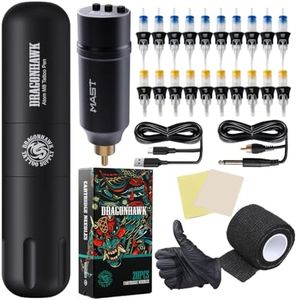 Dragonhawk Tattoo Machine Set Wireless Rotary Tattoo Pen Machine Motor Gun Wireless Battery Power Supply with RCA Jack Tattoo Cartridges Needles for Tattoo Beginners